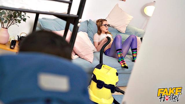 Cock Stuck in Vacuum Cleaner