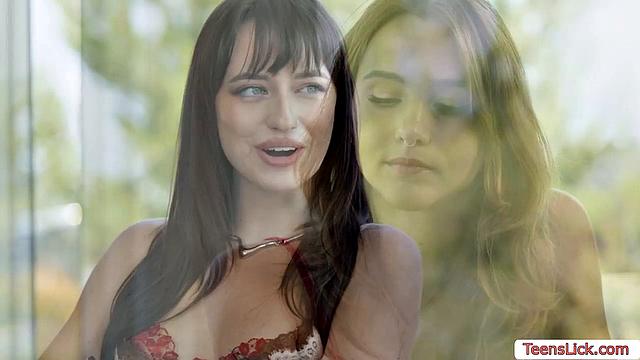 Teen lesbians finger and lick each other's pussy