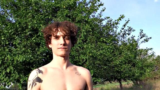 Euro picked up tattooed stud POV fucked outdoors for money