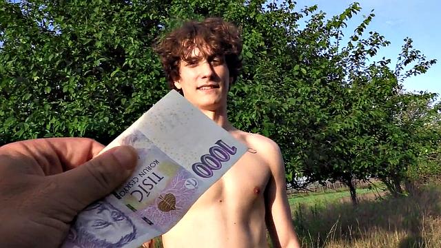 Euro picked up tattooed stud POV fucked outdoors for money