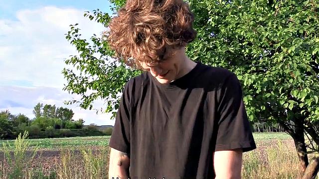 Euro picked up tattooed stud POV fucked outdoors for money