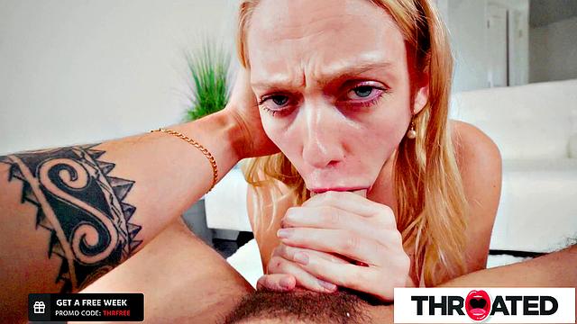 Throated - Gorgeous Babe Deepthroats And Gets A Messy Face From Big Cock