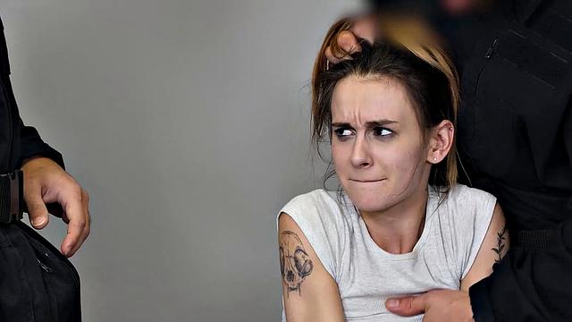 Innocent teen babe has her first sex lesson by strict security officer