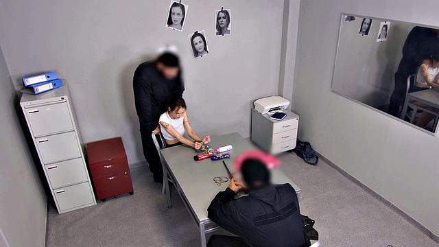 Innocent teen babe has her first sex lesson by strict security officer