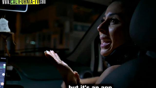Busty Brazilian influencer shows her wet pussy to married taxi driver.