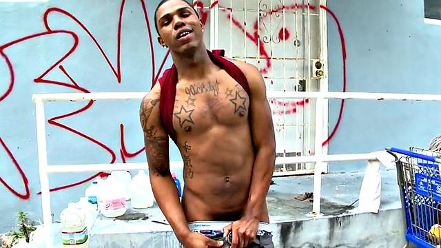 Inked Ebony picked up and fucked outdoors in public