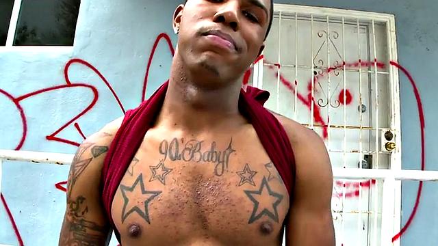 Inked Ebony picked up and fucked outdoors in public