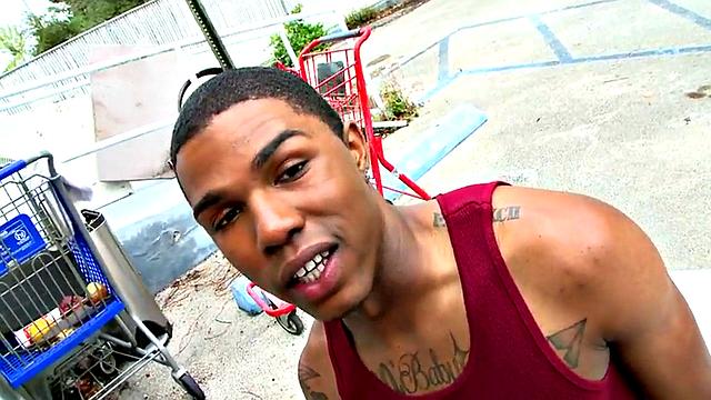 Inked Ebony picked up and fucked outdoors in public