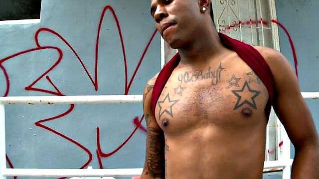 Inked Ebony picked up and fucked outdoors in public