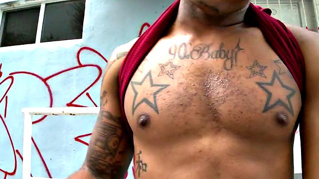 Inked Ebony picked up and fucked outdoors in public