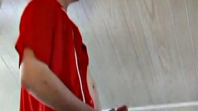 Derek is rubbing his cock through his sweat pants, before stripping them off to show us what he's packing. With the remote control in one hand and his lubed meat in the other, Derek comments on the size of his cock, asking if we like it.