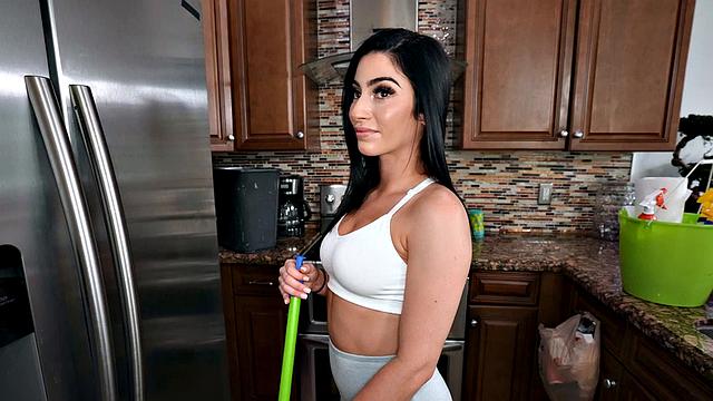 Maid penetrated by huge cock in tight pussy