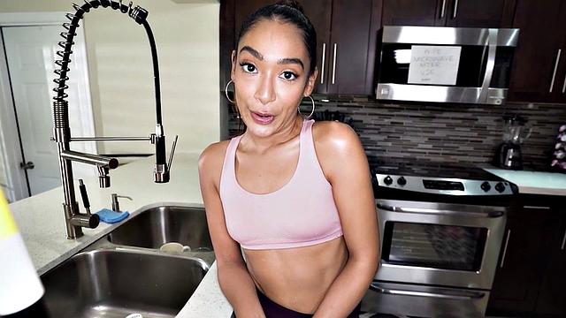 Boss nails ebony maid's ass after casting with a smile