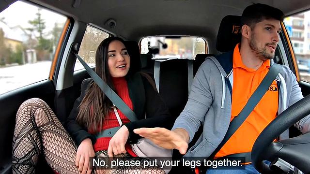 Seduced wild babe fucked in car by dirty instructor