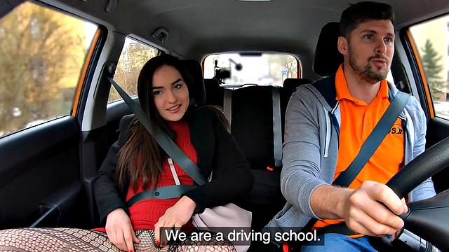 Seduced wild babe fucked in car by dirty instructor