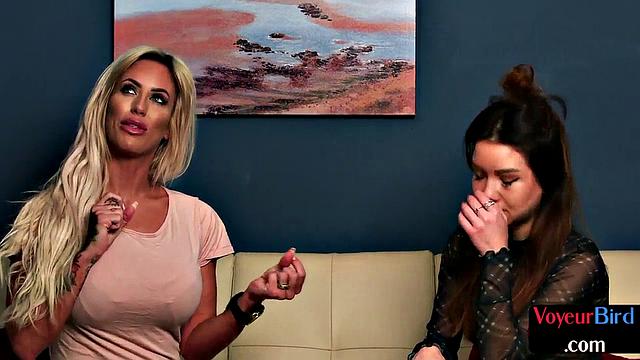 Cute voyeur babes watch guy jerking