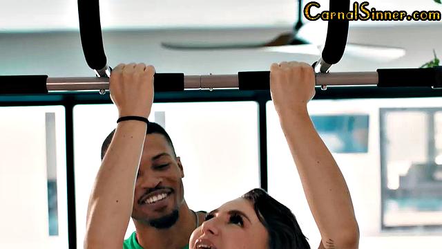 Tiny petite babe doggystyled by black cock