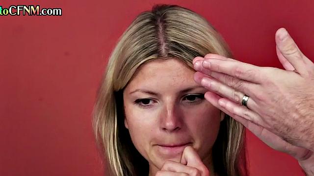 CFNM amateur petite GF learns to suck from teacher