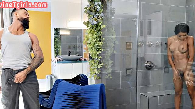 Divine Ebony TS with tattoos rimmed and barebacked