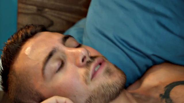 Muscular stud gets barebacked by his tattooed BF after deepthroating his girlfriend's ass