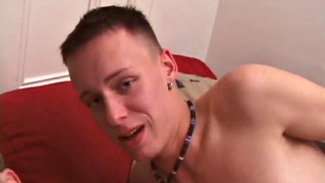 Roar and Brett hook up and both think they might have sex. There's some kissing, before Brett pulls Roar's penis out of his pants and goes down on it. Roar, in turn, rips off Brett's shirt and then his own.