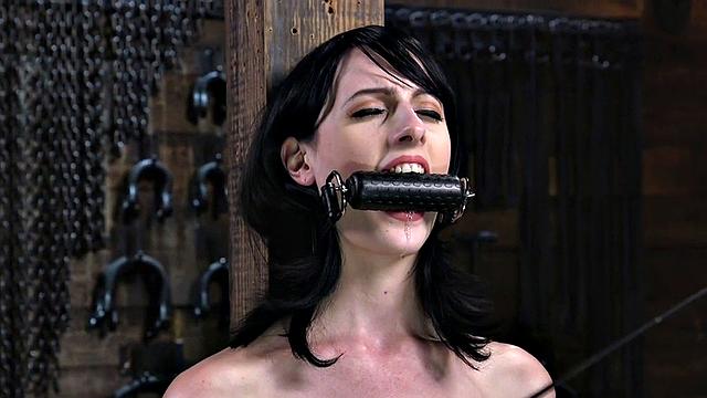 Poor ballgagged GF whipped and pussytoyed with Hitachi