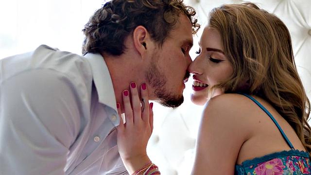 Sensual beauty in classy blowjob with lucky man