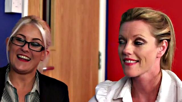 office babes blackmail and suck off sub