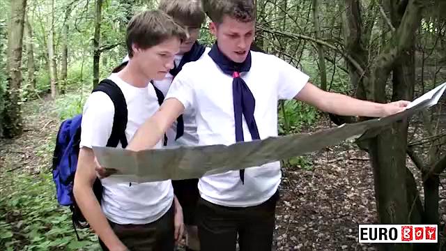 Outdoor Threesome with Twink Twinks - James Colton & Mackenzie Cross