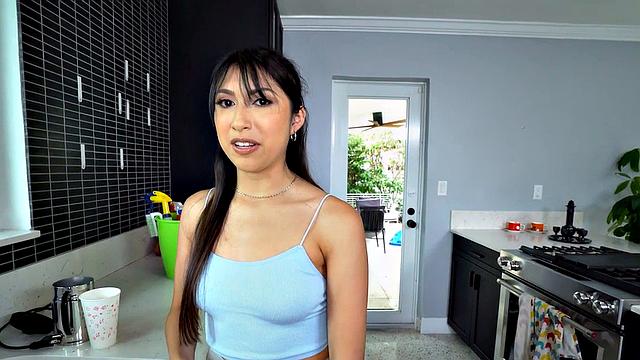 Boss nails the maid's throat in hot POV action