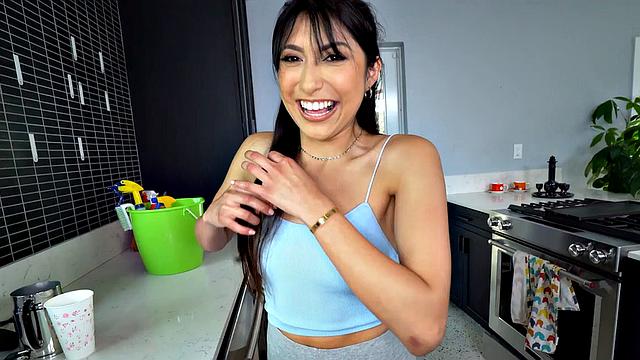 Boss nails the maid's throat in hot POV action