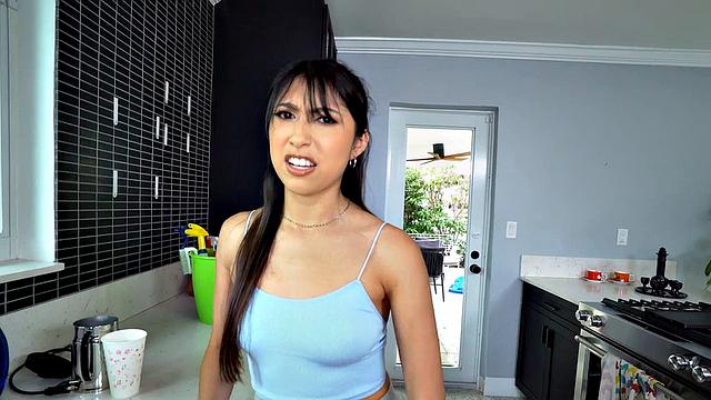 Boss nails the maid's throat in hot POV action