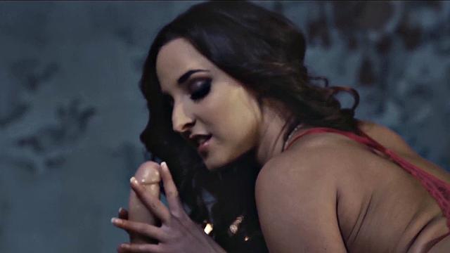 Lingerie babe pounded from behind in interracial duo