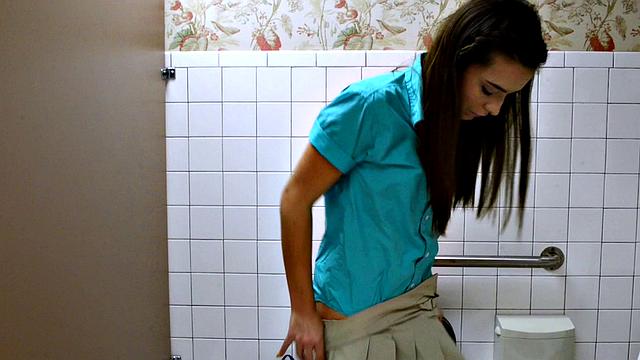 Kharlie Stone Pees and Masturbates in School Bathroom