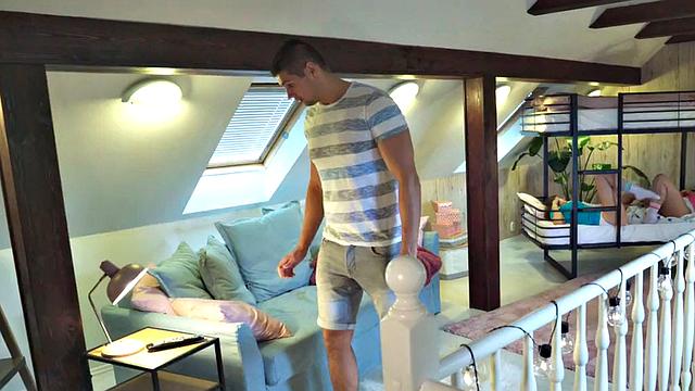 Hostel bigbooty babes banged in 3some by owner