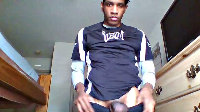 Young Black Amateur Stroking Big Cock