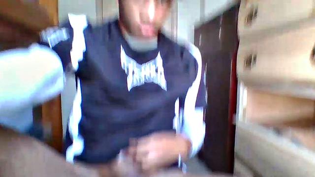 Young Black Amateur Stroking Big Cock