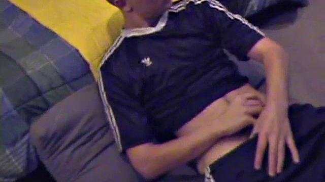Lance strokes his cock for the camera