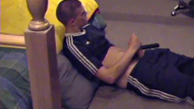 Lance strokes his cock for the camera