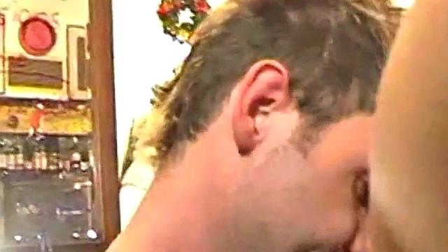 Naughty boys share a cock in a wild kitchen threesome with a kinky twist