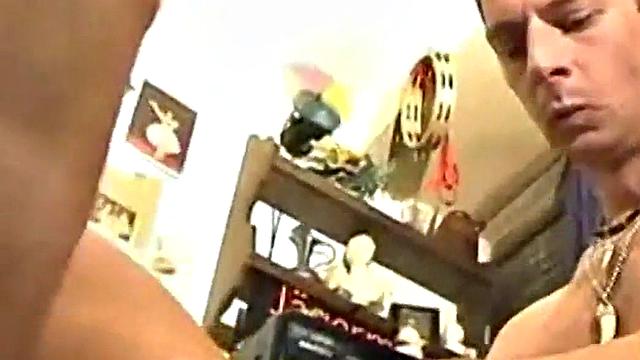 Naughty boys share a cock in a wild kitchen threesome with a kinky twist