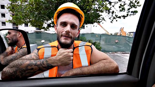 Pulled jock fucks gaydaddy bottom in public outdoor van