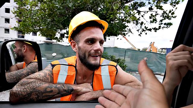 Pulled jock fucks gaydaddy bottom in public outdoor van