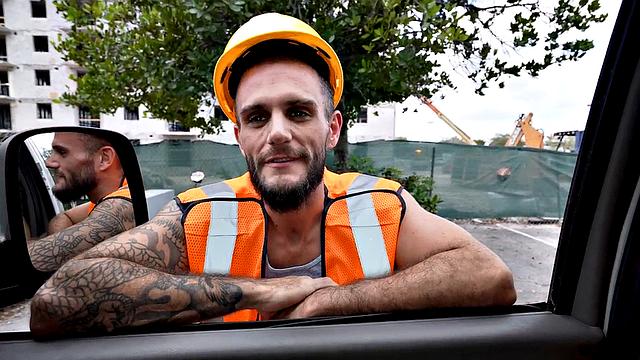 Pulled jock fucks gaydaddy bottom in public outdoor van