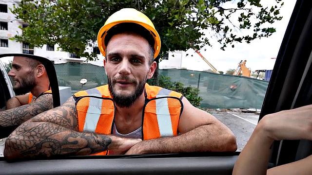 Pulled jock fucks gaydaddy bottom in public outdoor van