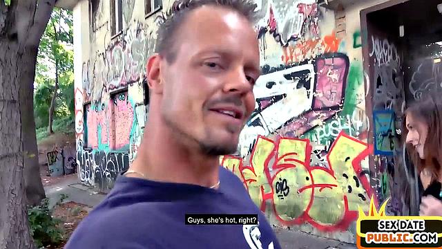 Cumthirsty slut pulled and drilled outdoors