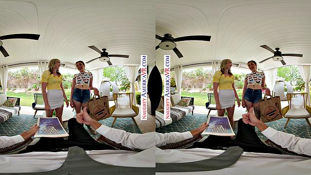 Naughty coeds, Katie Kinz and Lilly Bell, enjoy a creamy sundae with their friend's dad