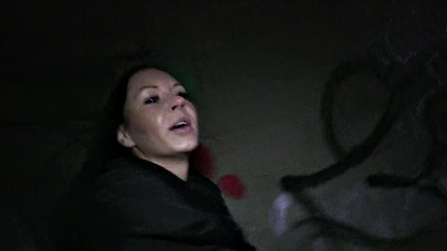 Naughty Brunette Gets Her Tit Stuffed & Fucked In Public