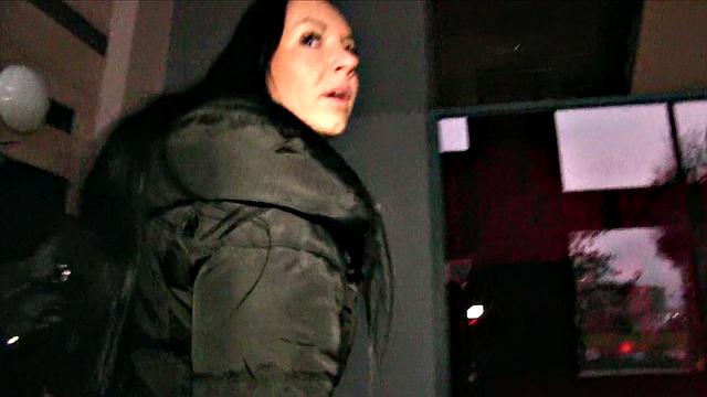 Naughty Brunette Gets Her Tit Stuffed & Fucked In Public