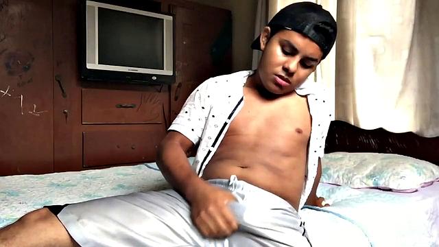 Avrool is a young Latino, who is horny and needs some relief, so he starts stripping naked, as he works up a boner. Rock hard and ready, the young man fingers himself a bit and then gets down to business.